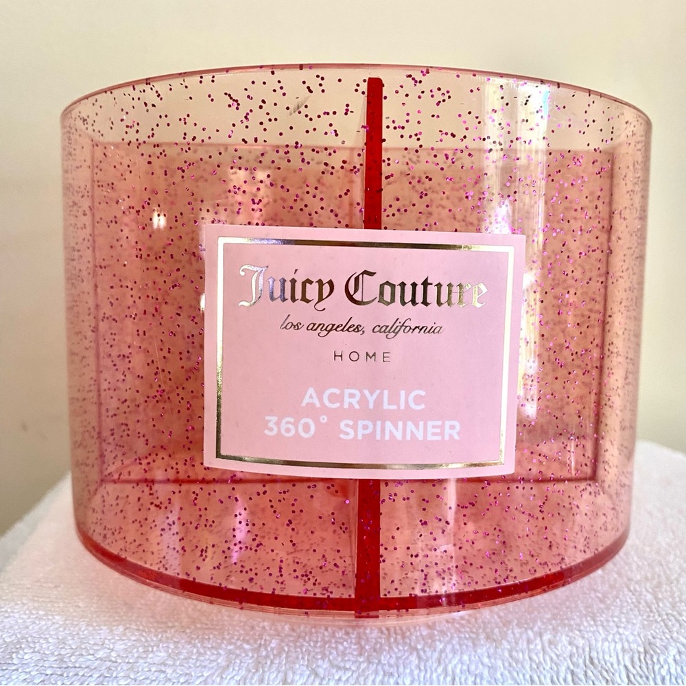 Juicy Couture Pink Glitter Infused 4-Section Acrylic spinner Organizer